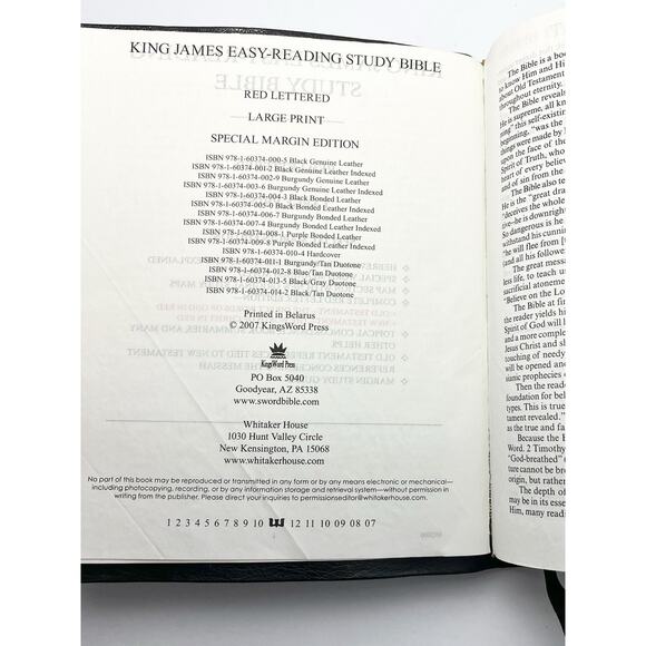 Whitaker House Bible KJVER Black Leather Special Margin Large Print Red Letter - Picture 10 of 12